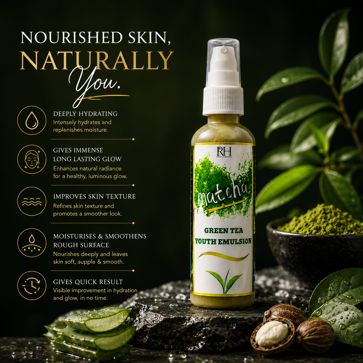 Matcha Green Tea Youth Emulsion — nourished skin, naturally you